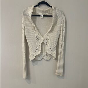 Y2K Ivory Knit Women's Cottagecore Sweater bolero cardigan M